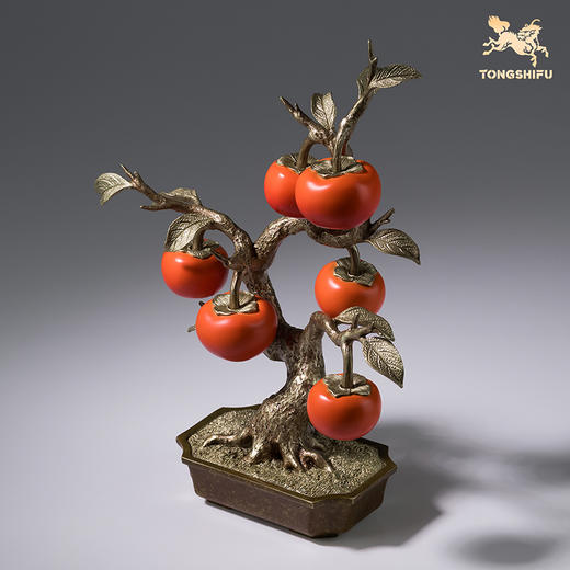 铜师傅《六六大顺》客厅桌面铜柿子摆件 家居装饰工艺品 乔迁礼物 商品图3