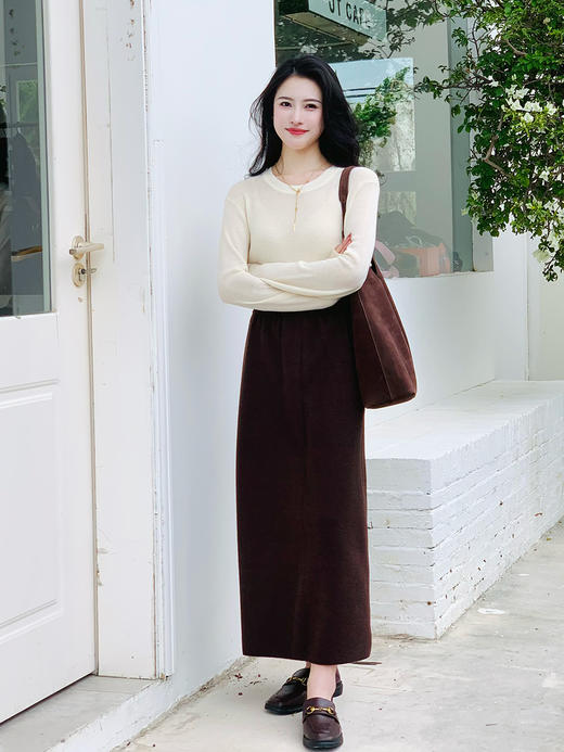 【百图lulu定制】【省心羊毛衫】可机洗  桑蚕丝羊毛混纺 圆领长袖 针织衫 商品图3