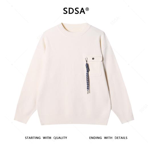 257167SDSA男士秋冬新款痞帅男装设计师纯色小众设计领口毛衣百搭针织衫 商品图1