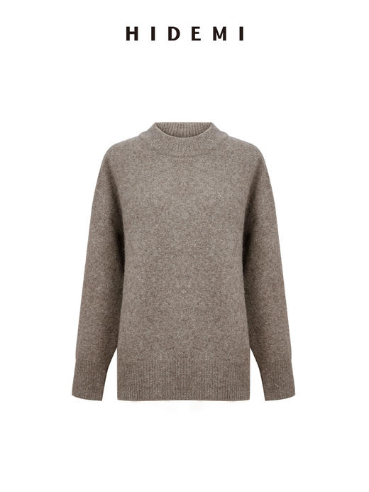 HIDEMI 羊驼毛牦牛绒粗针厚款圆领廓形极简宽松毛衣 商品图6