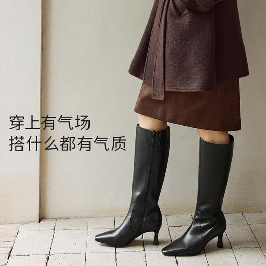 谷爱凌同款7or9秋冬款时装靴长靴骑士靴可可榛子 商品图3