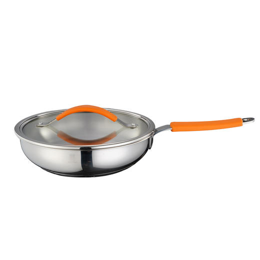 莱德斯26cm单柄煎锅  304不锈钢无涂层家用煎炒一体丝带锅具 商品图6