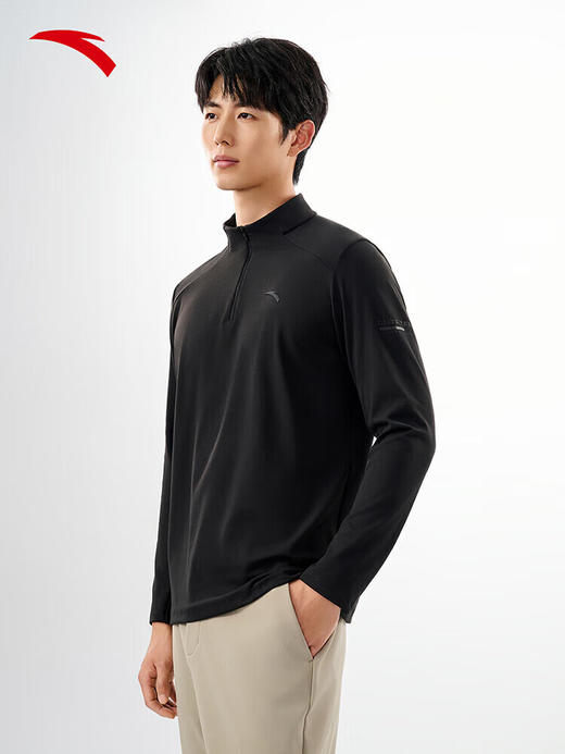 安踏零压T丨半拉链长袖t恤男冬季新款加绒立领通勤上衣152547403 商品图2
