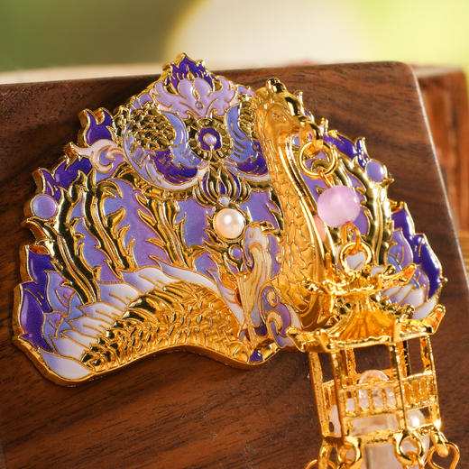 锤蝶鎏金银凤簪发光冰箱贴 商品图4