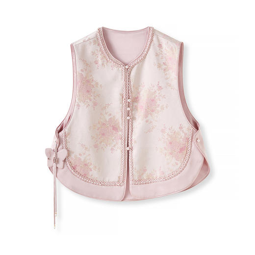 「高货wl」全新升级【铂金会员339/天猫459/差价120】(95736)洛诗琳金线天丝提花上衣2025秋季新中式重工钉珠马甲外套 商品图4