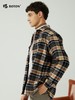 波顿男士秋冬季美式休闲磨毛杏蓝黑色格子外套型衬衫MSJ717323 商品缩略图3