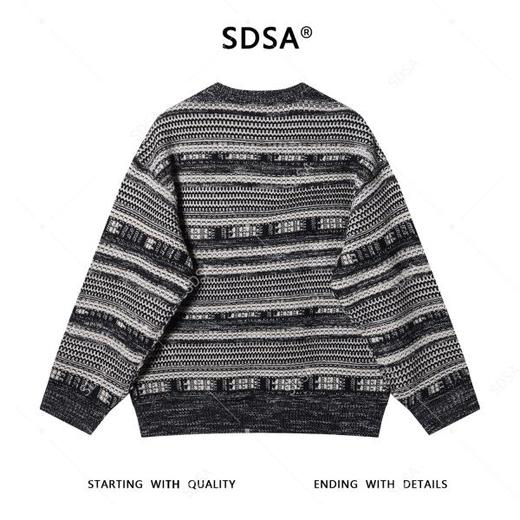 257132SDSA男士秋冬新款痞帅男装韩版撞色条纹圆领针织衫时尚慵懒风毛衣 商品图5