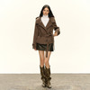 Ariseism 美式复古设计感咖色连帽毛昵大衣女秋季新款上衣外套 商品缩略图4