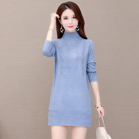 LRX-5CYR6812-Y，针织连衣裙包臀短裙时尚新款麻花毛线裙内搭厚款弹力高领女装裙