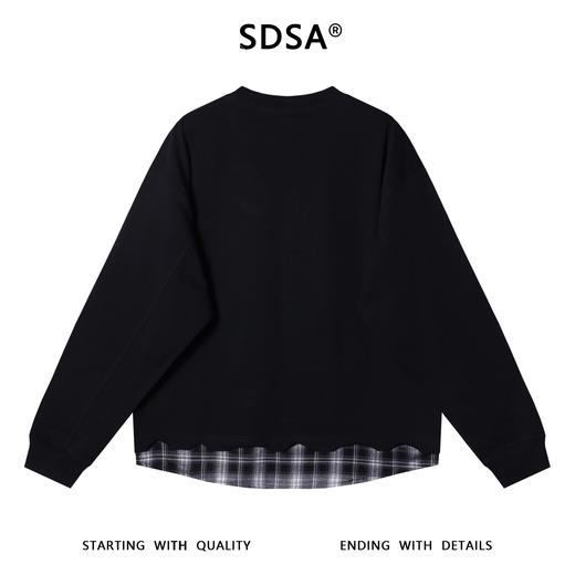 SDSA男士秋冬新款痞帅男装美式拼接设计圆领卫衣领口刺绣字母百搭 商品图5