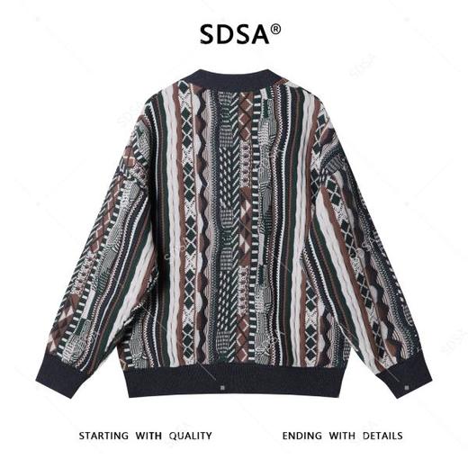 257121SDSA秋冬新款痞帅男装韩版撞色竖纹纽扣V领针织衫百搭开衫毛衣 商品图4