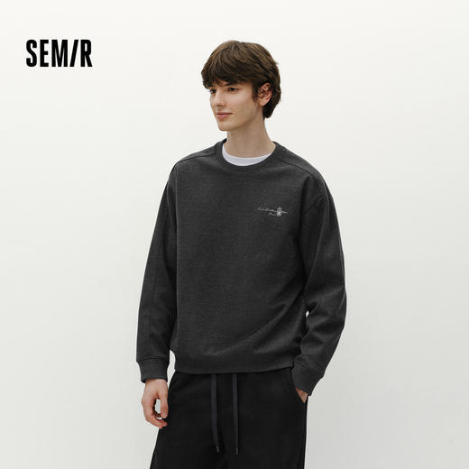 商场同款|森马卫衣男冬花纱仿呢料2025新款国风绣花休闲圆领上衣 商品图1