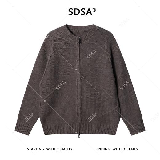 257118SDSA秋冬新款痞帅男装老钱风解构拉链圆领针织衫百搭慵懒开衫毛衣 商品图1