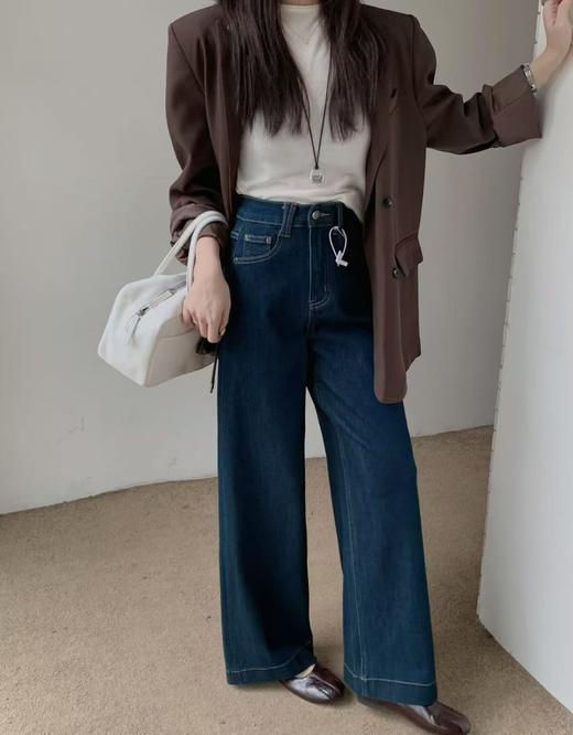 2025四面弹微阔拖地裤！秋季新款软糯亲肤顺滑阔腿直筒牛仔裤！ 商品图3