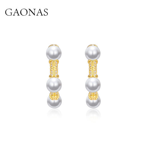 GAONAS  中式重工金色珠耳圈11501EGO 商品图1