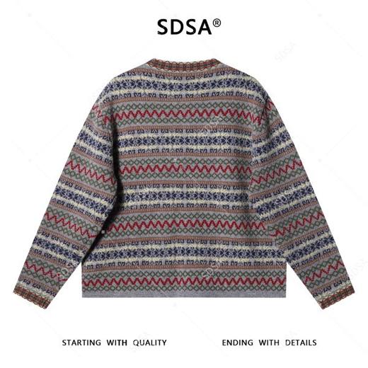 72630SDSA秋冬新款痞帅男装潮牌民族风提花条纹纽扣开衫圆领毛衣针织衫 商品图5