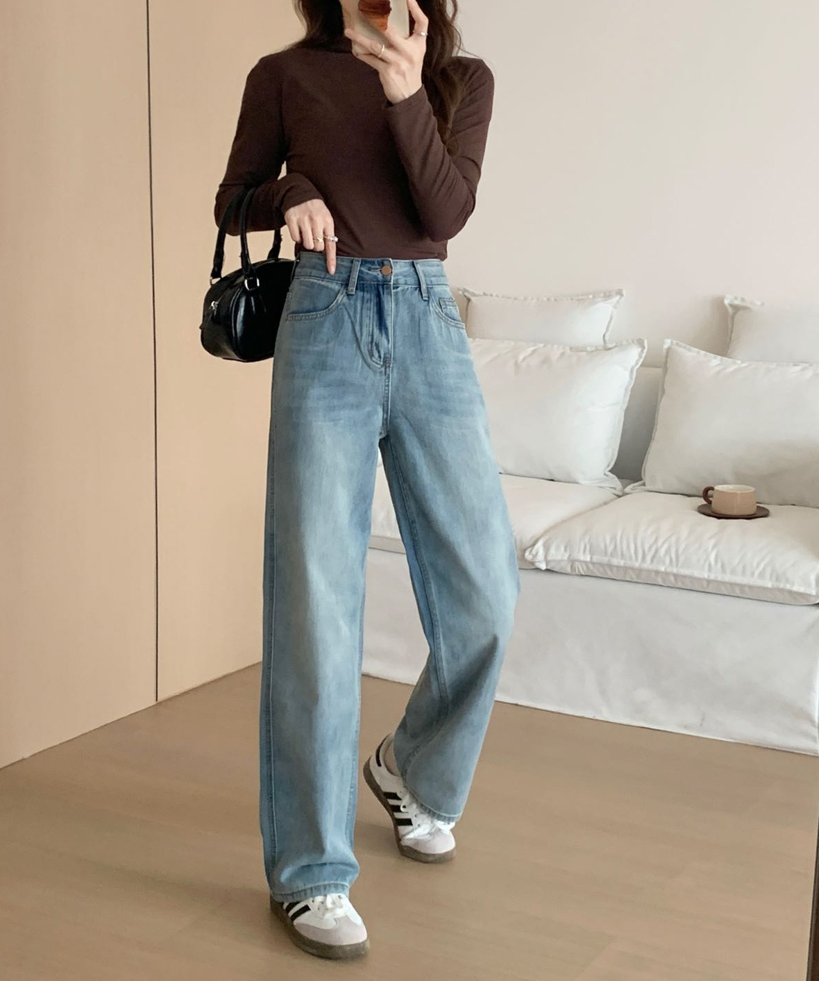 （小眠专属）轩齐 法式浪漫直筒牛仔裤 | 82.9%棉+再生纤维素，触感柔软，顺滑带垂，高腰拉高身材比例，遮肉显瘦