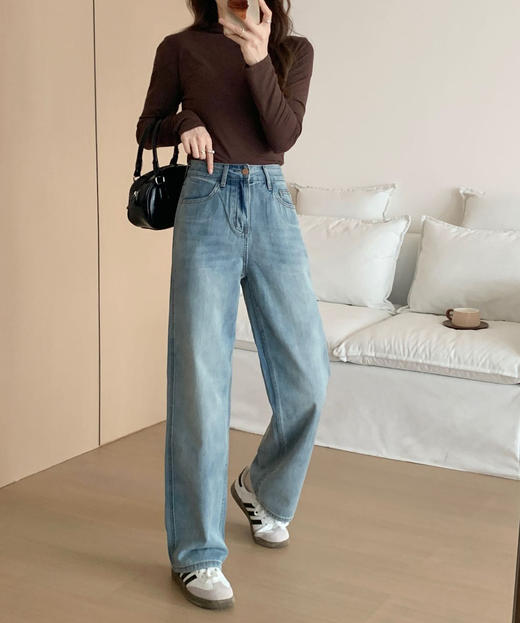 （小眠专属）轩齐 法式浪漫直筒牛仔裤 | 82.9%棉+再生纤维素，触感柔软，顺滑带垂，高腰拉高身材比例，遮肉显瘦 商品图0