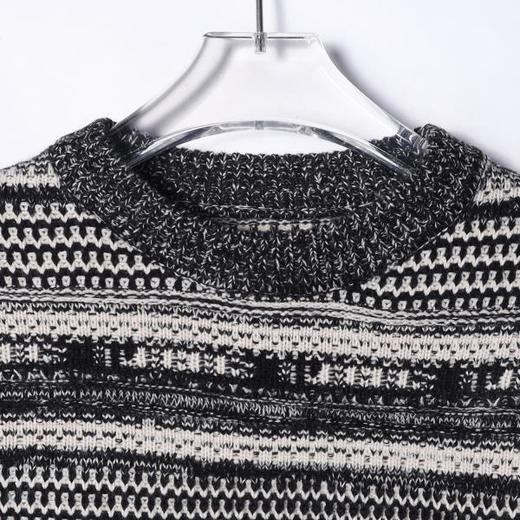 257132SDSA男士秋冬新款痞帅男装韩版撞色条纹圆领针织衫时尚慵懒风毛衣 商品图2