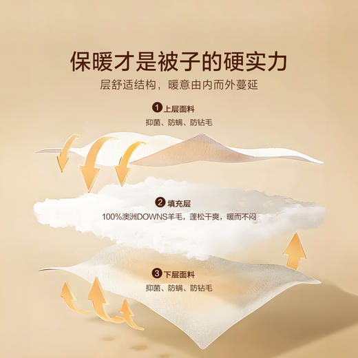 水星家纺 澳洲卷毛羊毛四季被春秋被冬被二合一被 商品图3