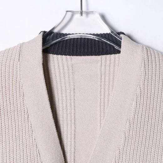 257149SDSA秋冬新款痞帅男装韩版简约撞色纽扣V领针织衫百搭开衫毛衣 商品图2