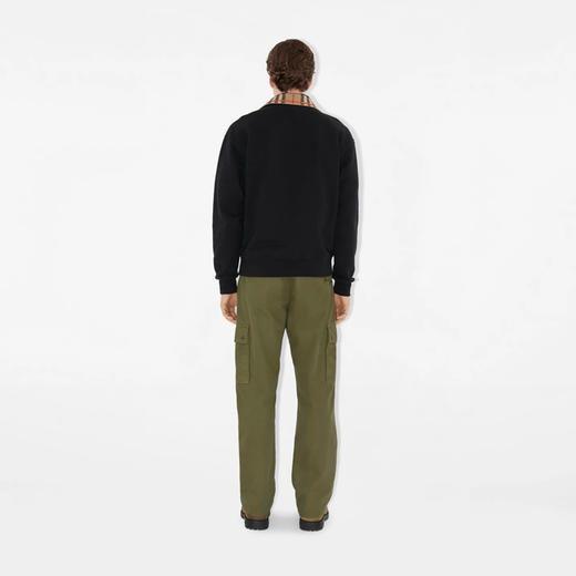 BURBERRY 巴宝莉 男士马术骑士印花刺绣格纹领棉质半拉链卫衣 黑色 8109063 A1189 商品图3