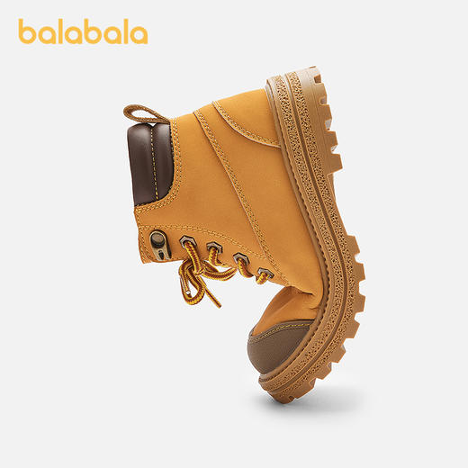 巴拉巴拉童鞋儿童马丁靴男童大黄靴秋冬户外防滑拉链靴子撞色潮流 商品图2