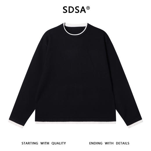 25093SDSA男士秋冬新款痞帅男装韩版简约撞色卷边假两件毛衣百搭针织衫 商品图1