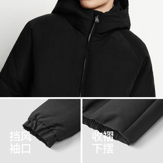森马羽绒服男无缝极简茧型廓形外套防风三防冬装2025新款连帽上衣 商品图3