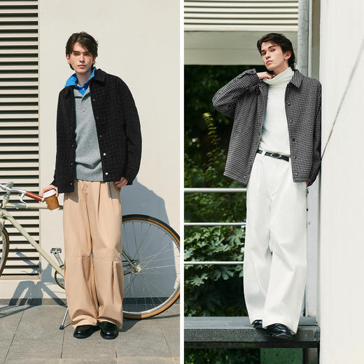 【爆品主推】森马夹克男格纹绒感雪尼尔牛仔外套冬季棉服宽松教练服复古时尚潮 商品图4