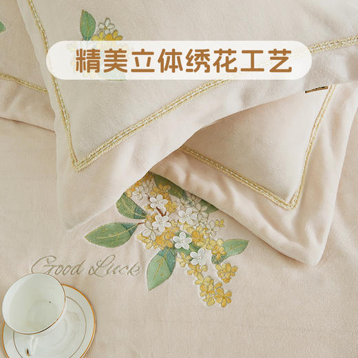 【230g高克重】云煦绒四件套 琥珀蓝风/大富大桂/美丽有约/花团锦绣hl【云煦绒面料】【刺绣工艺】一触即暖 锁温保暖 防静电导电丝 商品图4