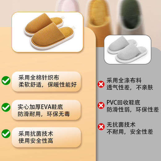 【情侣款拖鞋】秋冬条纹针织布男女棉拖鞋 绒绒的超温暖 外贸高端家居拖鞋 商品图2