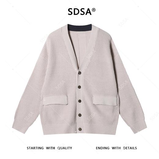 257149SDSA秋冬新款痞帅男装韩版简约撞色纽扣V领针织衫百搭开衫毛衣 商品图1