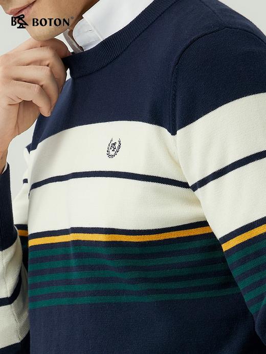 波顿男士秋冬 毛衣 撞色条纹 合身美英休闲长袖款MU737323 商品图3
