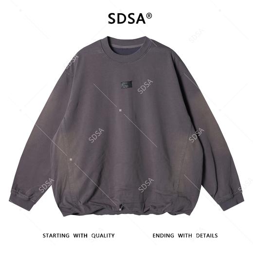 SDSA男士秋冬新款痞帅男装压线扎染做旧圆领卫衣胸前标设计百搭潮 商品图1