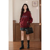 鹿向南「红风铃」复古红色连帽卫衣女2025秋季新款宽松慵懒风上衣 商品缩略图1