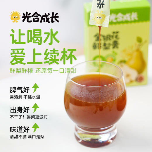 金银花鲜梨膏 干净配料 口感醇厚 精选砀山有机鲜梨 独立小条装 方便携带 100g（10g*10条）/盒 商品图3