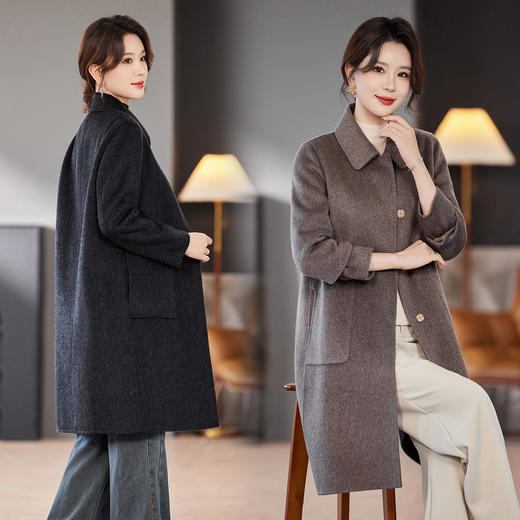 TC 236060流行双面呢大衣中长款羊毛洋气时尚毛呢外套 商品图0