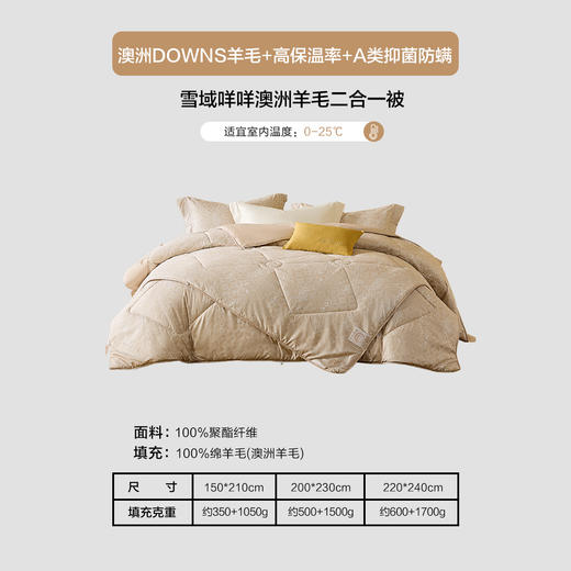 水星家纺 澳洲卷毛羊毛四季被春秋被冬被二合一被 商品图1