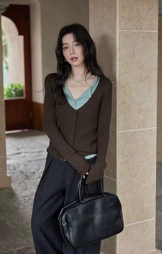 薄荷生巧中古拧花假两件针织衫开衫 商品图2