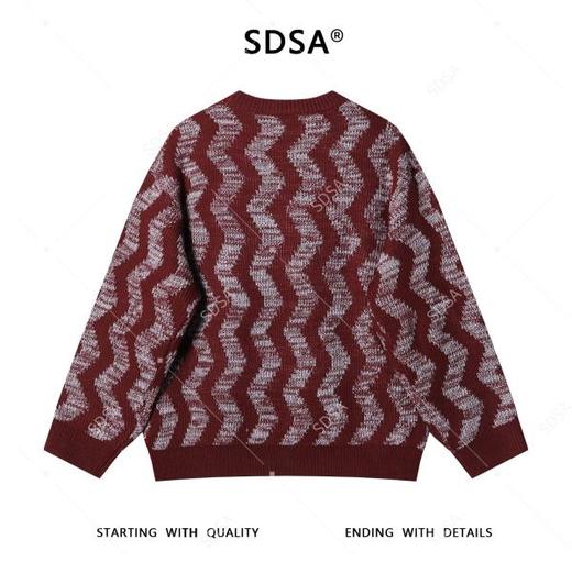 257111SDSA男士秋冬新款痞帅男装韩版撞色波浪线针织衫百搭潮流套头毛衣 商品图5