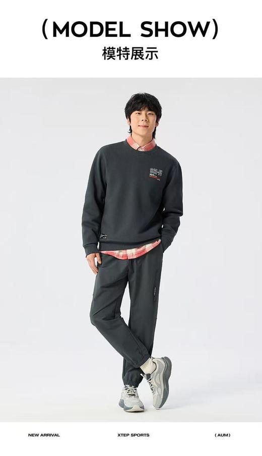 6楼特步运动秋款男士卫衣975129920256 牛角灰 商品图3