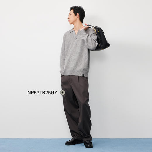 潮牌复古拼接海鸥领休闲针织毛衣男休闲商务潮流NP57SW34 商品图1