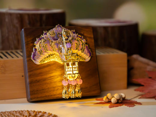 锤蝶鎏金银凤簪发光冰箱贴 商品图5