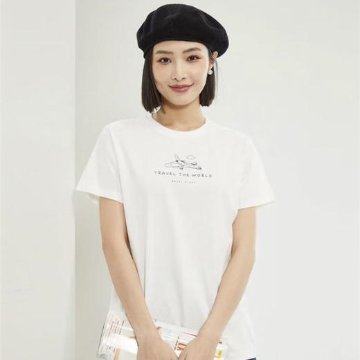 佐丹奴女装棉质针织旅行日记印花圆领短袖T恤13394202 商品图6