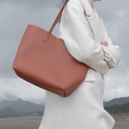 OVONZO偶梵 内置袋托特包女包大容量Ch oa百搭素皮单肩包清珞 商品图1