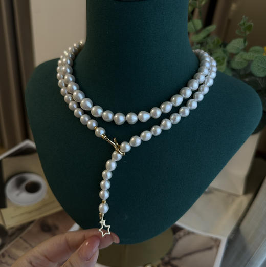 毛衣链85cm 水滴宝宝珠完美无暇 强光 链型很漂亮 随意扣扣子 商品图1