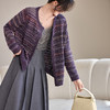渐变条纹圆领针织开衫女2025秋季新款慵懒风宽松外搭短款毛衣外套 商品缩略图3