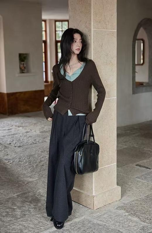 薄荷生巧中古拧花假两件针织衫开衫 商品图1