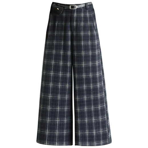 QYM 9522-Y格纹阔腿裤时尚气质宽松休闲裤直筒裤 商品图4